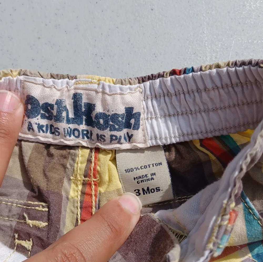 OshKosh Plaid Elastic Waist Shorts w Pockets Baby 3m